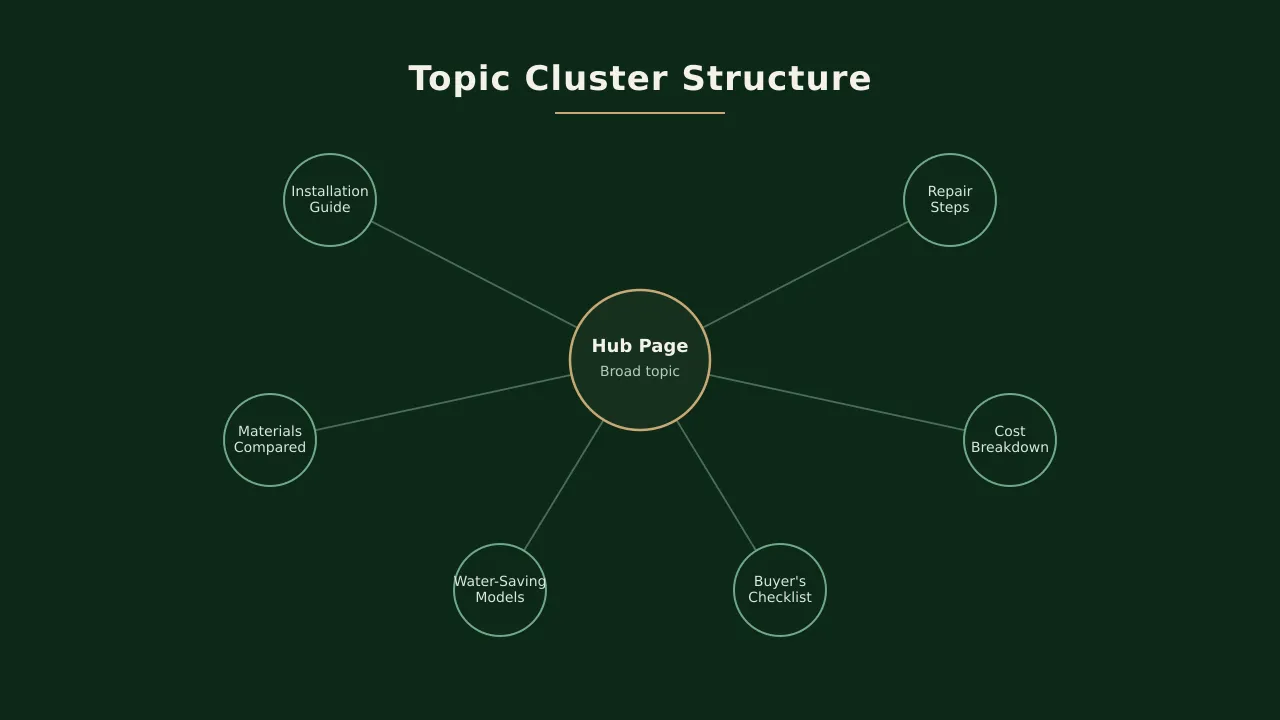 Topic Cluster Structure showing Cornerstone Pillar Page and Supporting Content